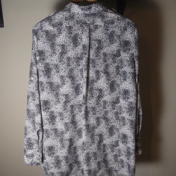 DKNY B/W Pocket Long Sleeve Button Up Shirt - Picture 3 of 8